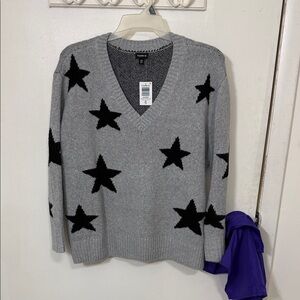 torrid Gray and Black Star V-Neck Sweater